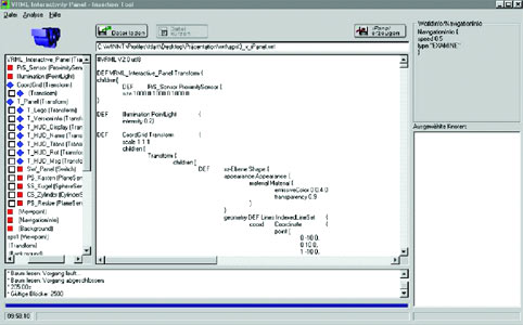 Darstellung des VRML Interactivity Panels